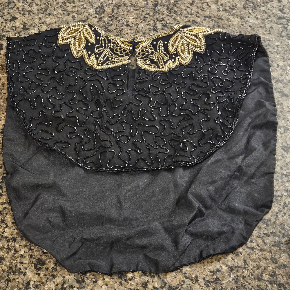 Vintage Mary McFadden Black and Gold Beaded Collar And Satchel Accessory Set - Picture 3 of 8